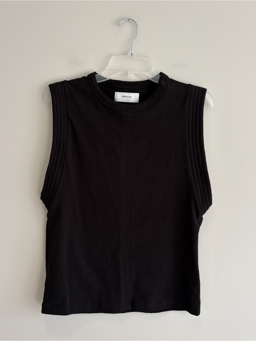 Soldout.nyc Sleeveless Rib-Trim Black Muscle Tank Top Blouse Size XS